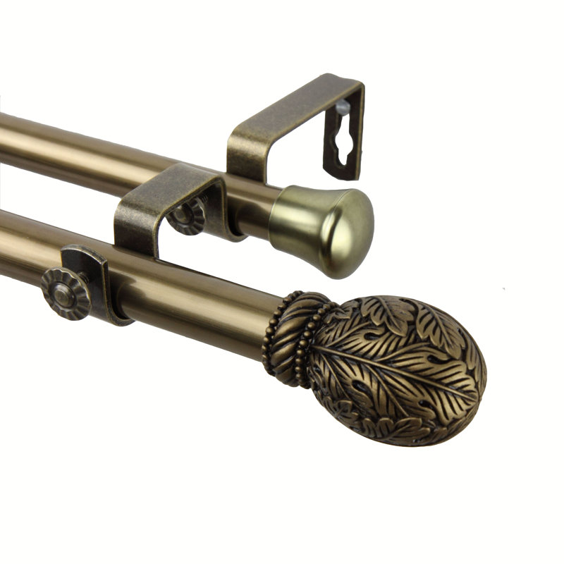 Tringle à rideaux double réglable 0,81 po Rinaldi, Laiton antique, H 0,81 po x l 84 po