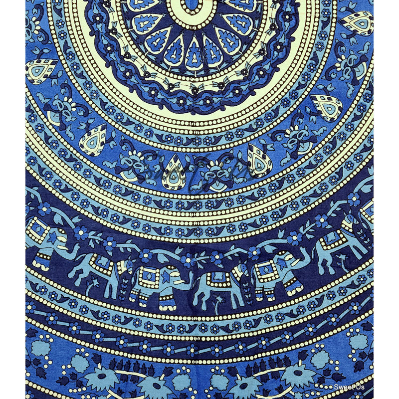 Nappe 100% coton Paisley, L 72 po x l 72 po, Bleu