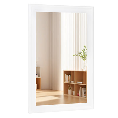 White Wall Mirror for Bathroom,Rectangle Rustic 30 x 48 inch Hanging Vanity Mirrors for Living Room,Bedroom,Entryway