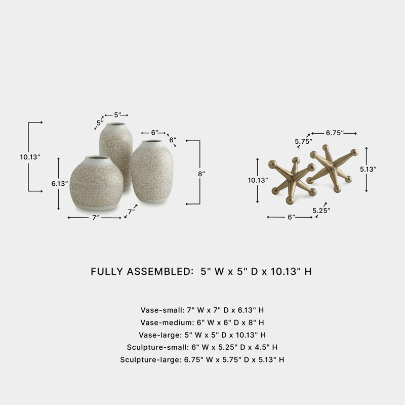 Vinburn Accessory Set (Set Of 5), White/Gold