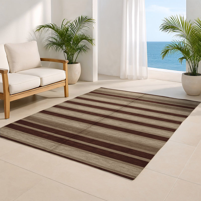Tapis intérieur / extérieur gris HorizontalStripes, Rectangle 4pi x 6 pi