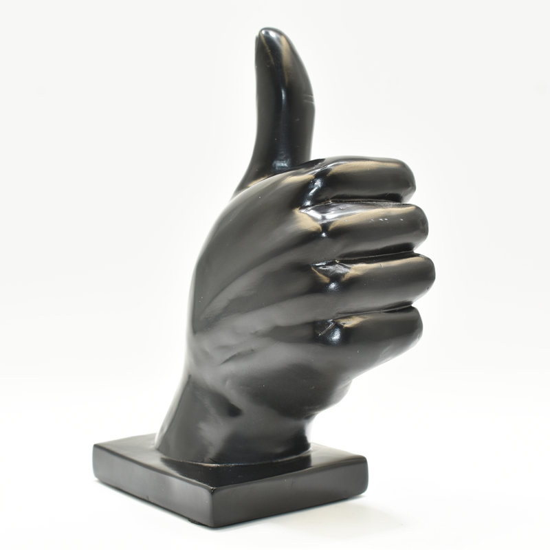 Adam & Friends Home Decor Thumbs Up Sculpture | 1-Piece, Black