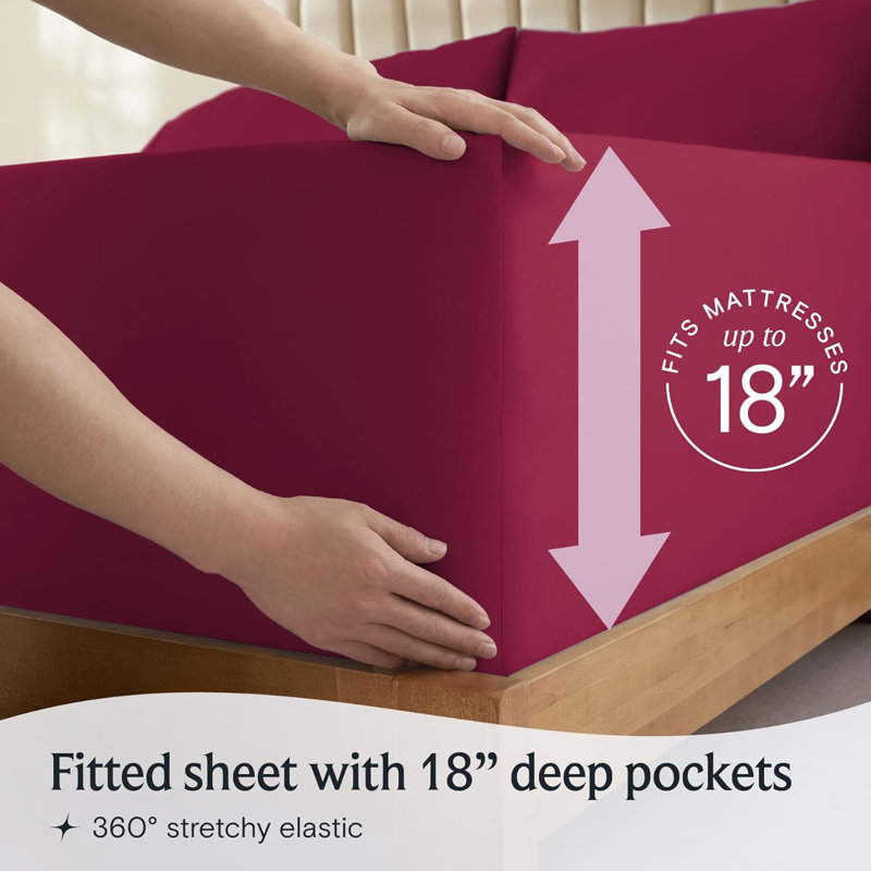 Luxclub 3 PC Burgundy Twin Silky Soft Cooling Extra Deep Pocket Performance Sheet Set, Burgundy
