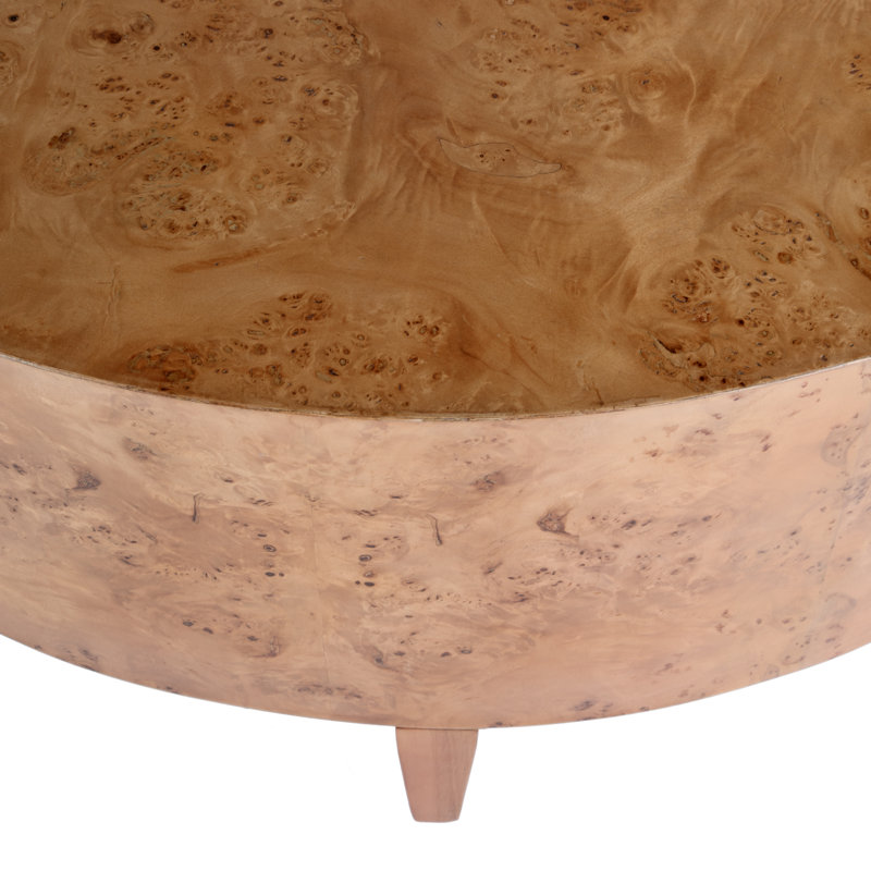 46" Round Burl Coffee Table, Brown Wood