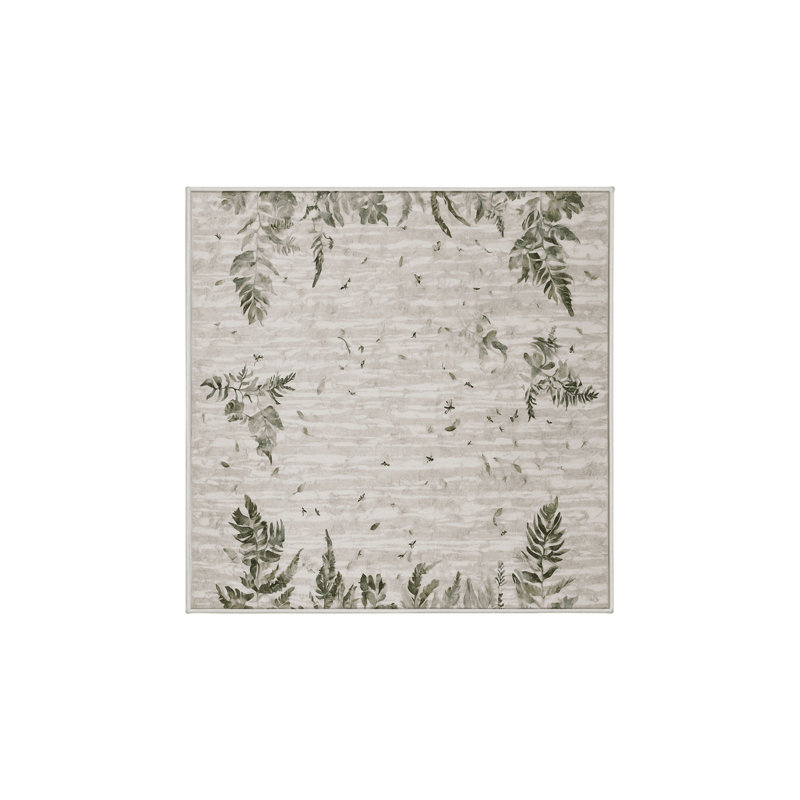 Machine Washable Beige Area Rug, Square 4'