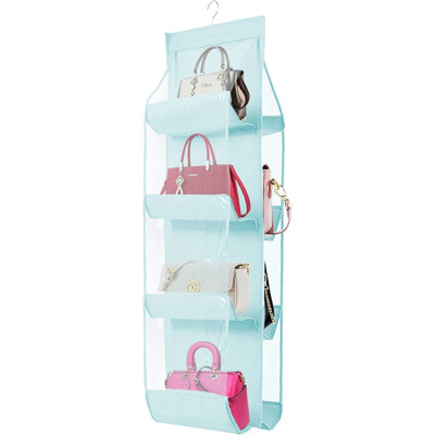 1 Pack Hanging Handbag Purse Organizer, Handbag Organizer With 8 Easy Access Pockets, Purses Holder Wardrobe Closet Space Saving Organizers, 41 L X 13.5W (B-Blue)