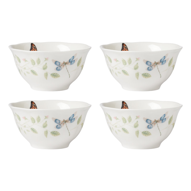 Butterfly Meadow Vines Rice Bowl, Set Of 4