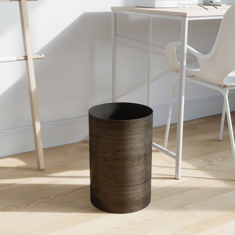 Barnwood Plastic Open Top Bathroom Trash Can