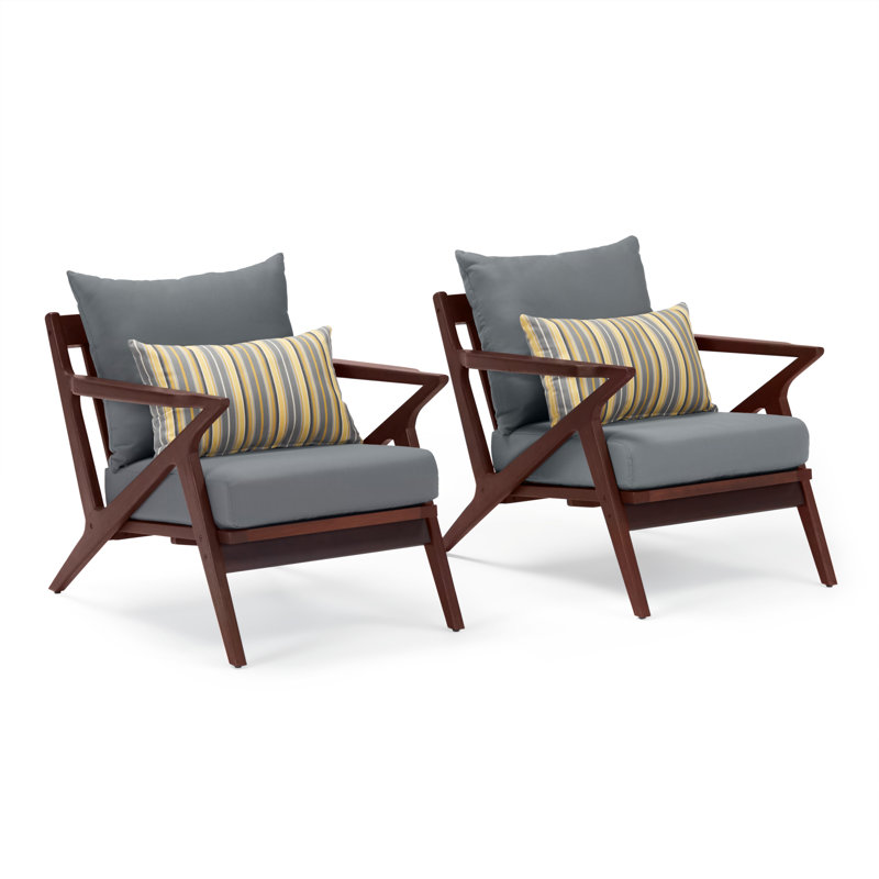 Minhaj Eucalyptus Outdoor Lounge Chair, Charcoal Grey Sunbrella®