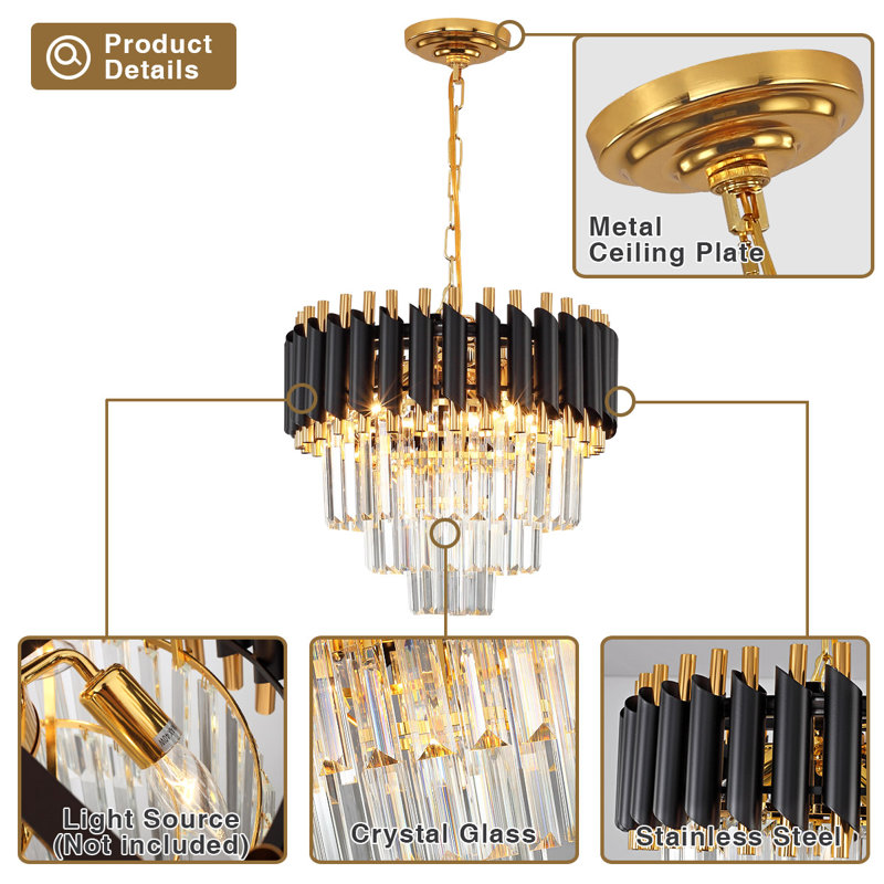 Gulnanj 4 - Light Tiered Chandelier, Black/Gold