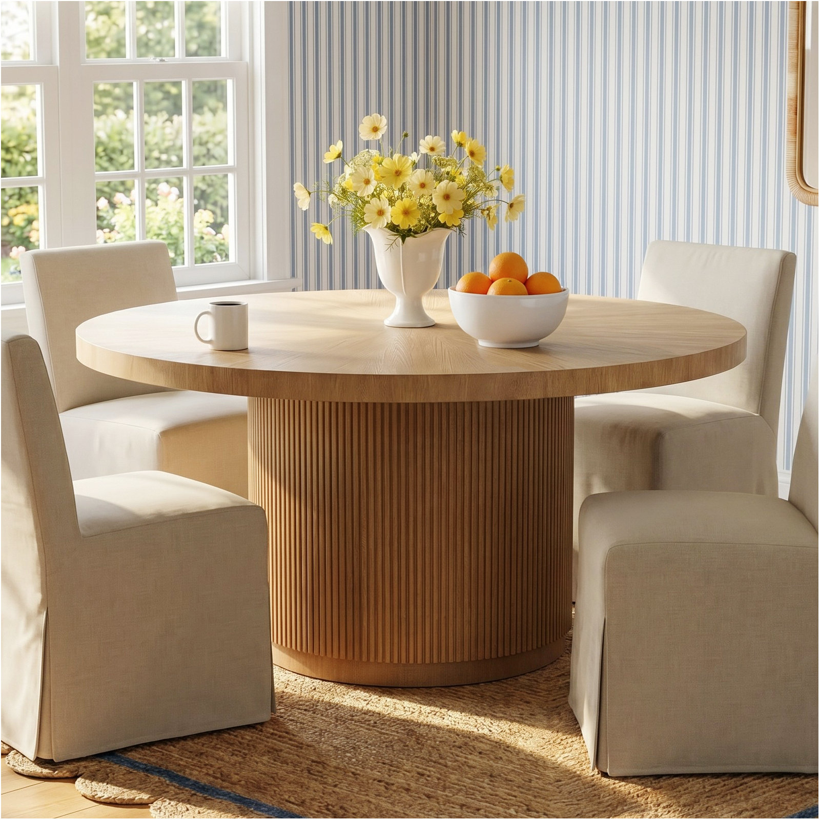Caterina Pedestal Dining Table, Skylark