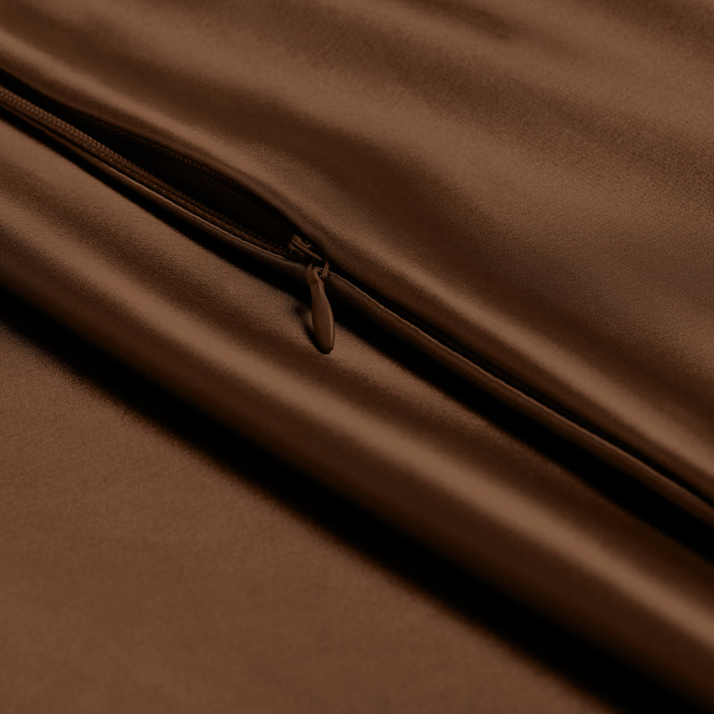 100% Mulberry Silk Pillowcase Zipper Closure, 1 Standard (Zipper Closure) Pillowcase, Cocoa
