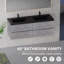 Meuble-lavabo flottant double de 60 po de largeur, armoire murale moderne, double cuve noire à quartz et 4 tiroirs à fermeture en douceur