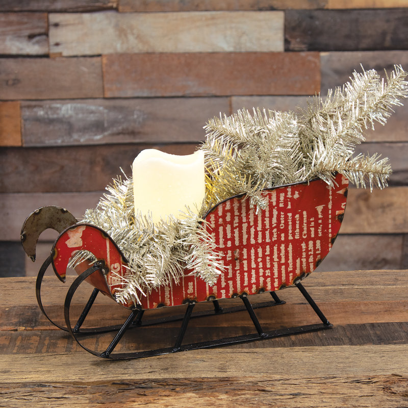 Recycled Red Metal Sleigh