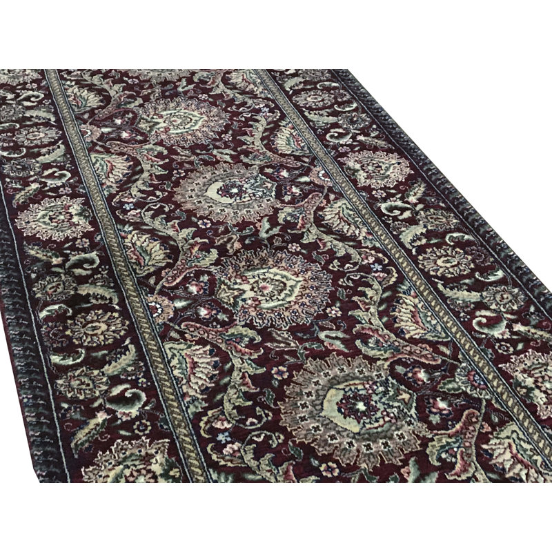 Wool Oriental Area Rug in Wine/Ivory