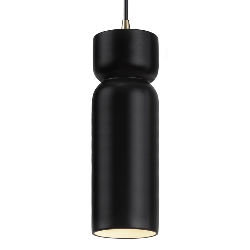 Luminaire suspendu simple en forme de sablier Breeona, Noir mat carbone, Laiton antique