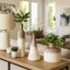 Élégant vase décoratif en céramique émaillée pour la décoration intérieure - Vases à fleurs aux formes modernes, parfaits pour les décorations florales fraîches ou artificielles - Ensemble de 3 bouteilles, 21 po, ivoire