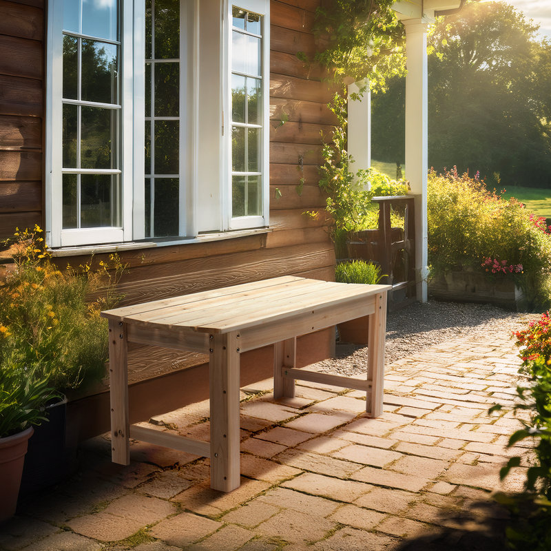 Banc de jardin en bois massif sans dossier, H 17,7 po x l 40 po x P 17 po, Naturel