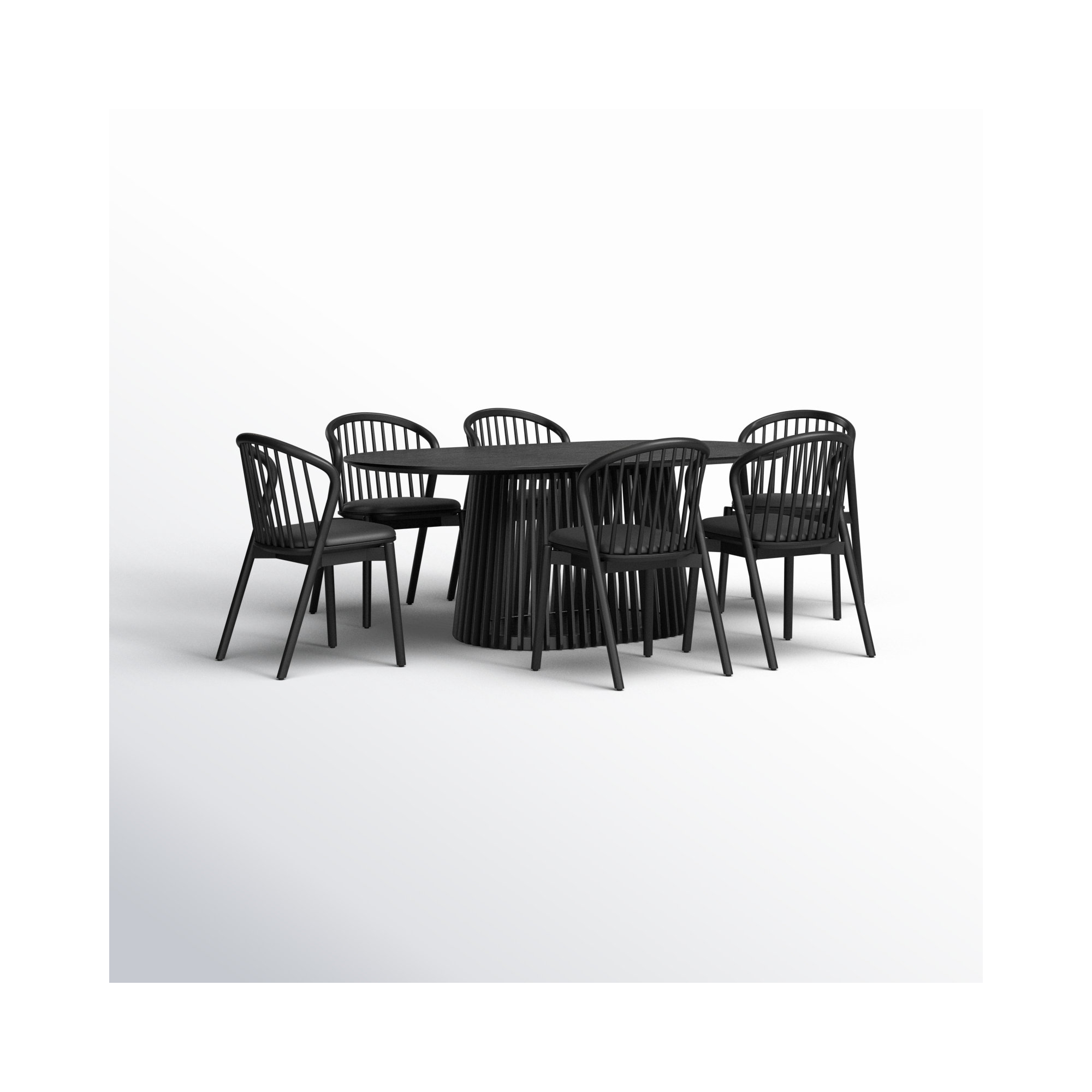 7 - Piece Dining Set, Black, Black