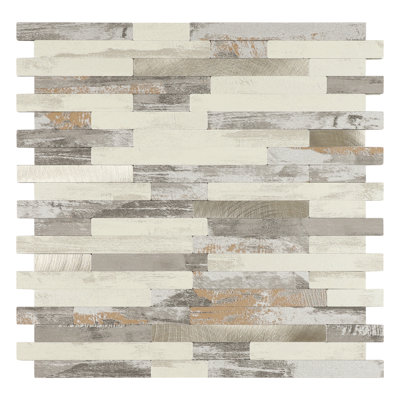 Peel and Stick Backsplash Linear Tile, Marble Look Stick on Backsplash for Kitchen Bathroom Fireplace (6-Sheet, 5.62 sq.ft)