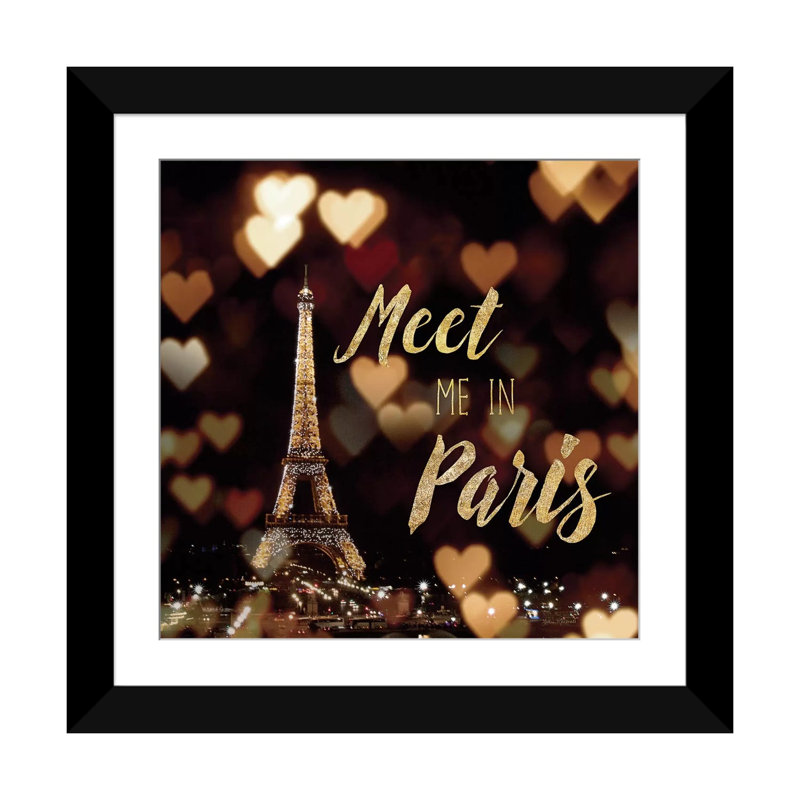 Citations à Paris, impression sur toile tendue, H 16 po x l 16 po x P 1 po, Papier beaux-arts encadré noir, Blanc