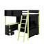 Structure de lit mezzanine en bois pleine grandeur avec bureau et grand espace de rangement, lit de jeu avec barrières de sécurité légères et pleine longueur-30423291