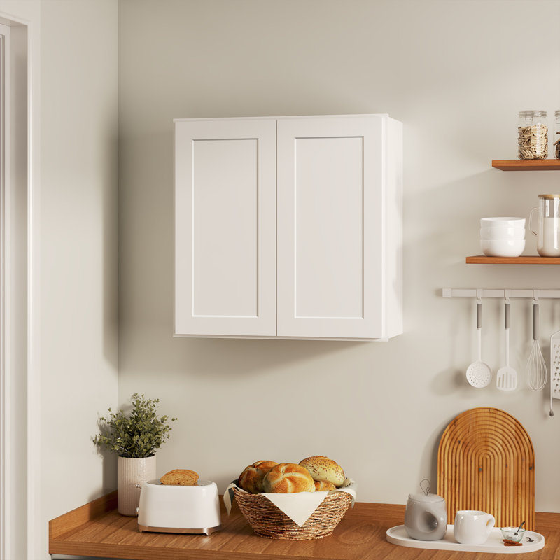 Armoire de cuisine blanche avec tablettes réglables l 30 po x H 30 po x P 12 po, Blanc shaker, 30"W x 30"H x 12"D