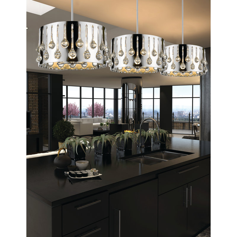 Luminaire suspendu tambour 4 lumières unique Gagnon
