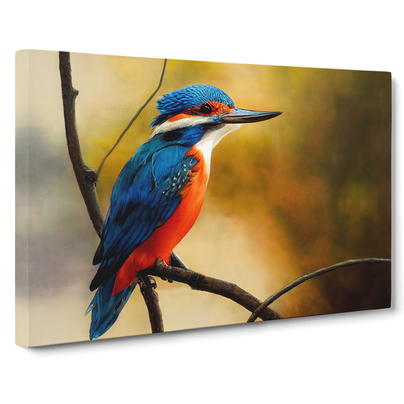 Supreme Kingfisher Bird - Wrapped Canvas, 50cm H x 76cm W x 3cm D