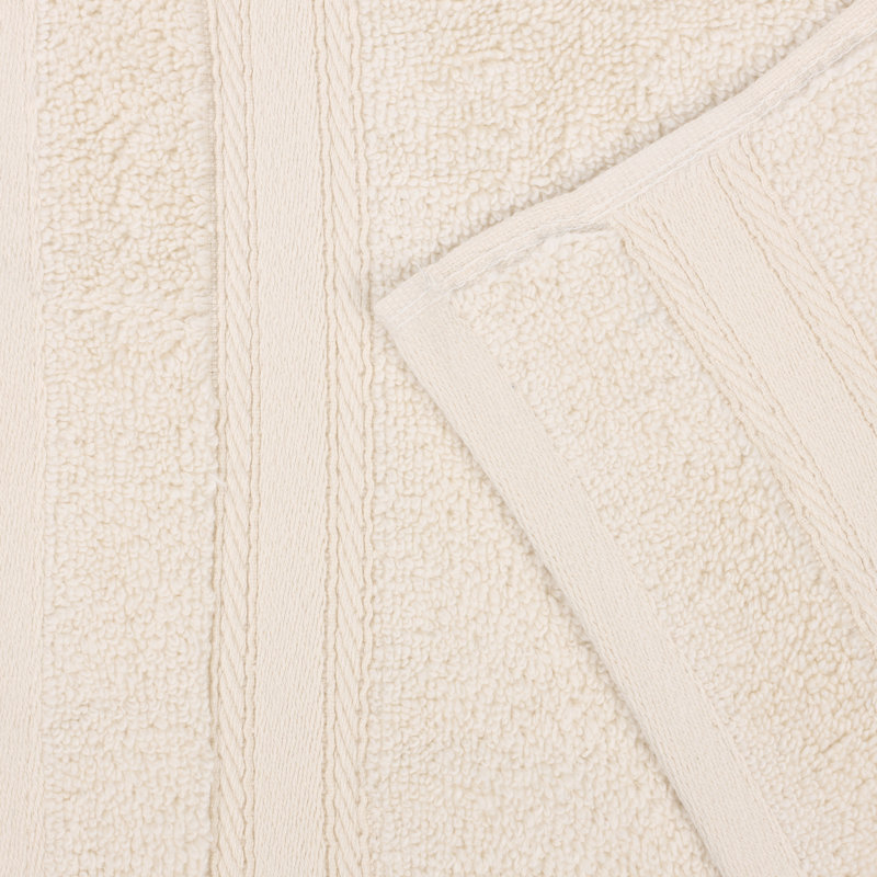 Belmont Zero Twist Cotton Medium Weight Soft Absorbent, 12 Piece Towel Set, Ivory