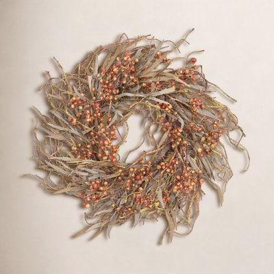 26" Handcrafted Grass, Berry Thanksgiving Wreath