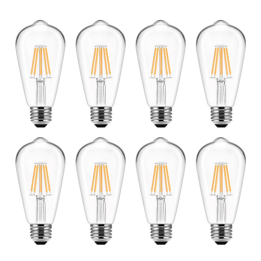 60 Watt Equivalent ST58 E26/Medium(Standard) Edison LED Light Bulb (Set of 8) LOHASLED