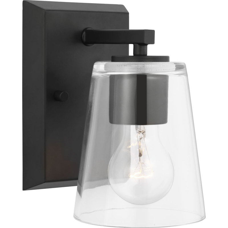 Lilyani Dimmable Bath Sconce, Clear, Matte Black