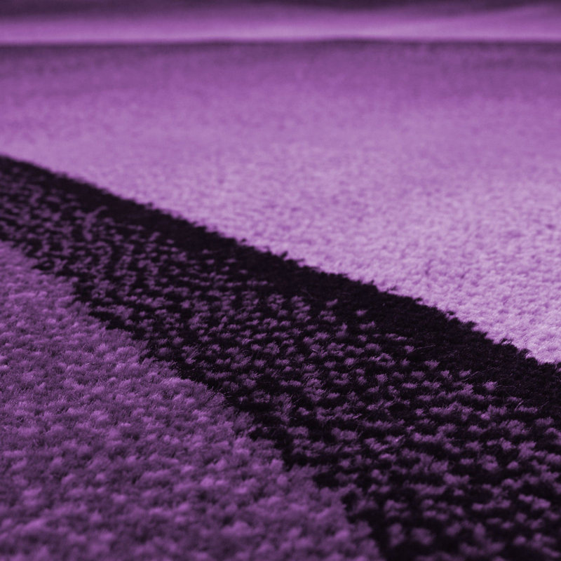 Tapis abstrait en polypropylène tissé à la machine en lilas, Rectangle 6 pi 7 po x 9 pi 6 po