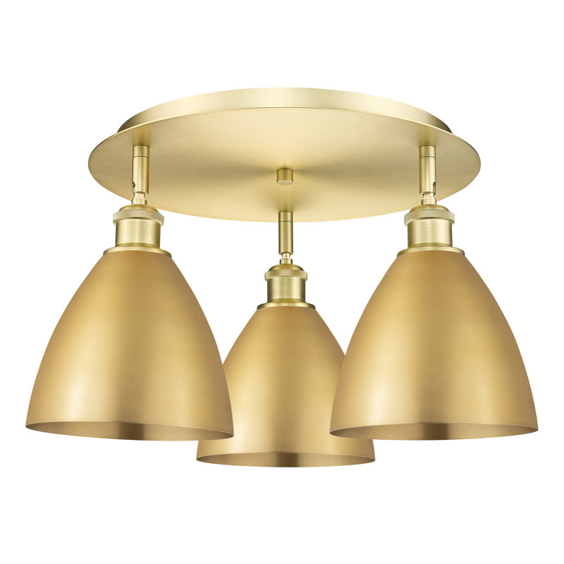 Plafonnier encastré 3 lumières 7,5 po Allare, Or satiné, Or satiné