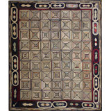 Wool Ivory Small Scatter Size Antique American Hooked 1920s Rug