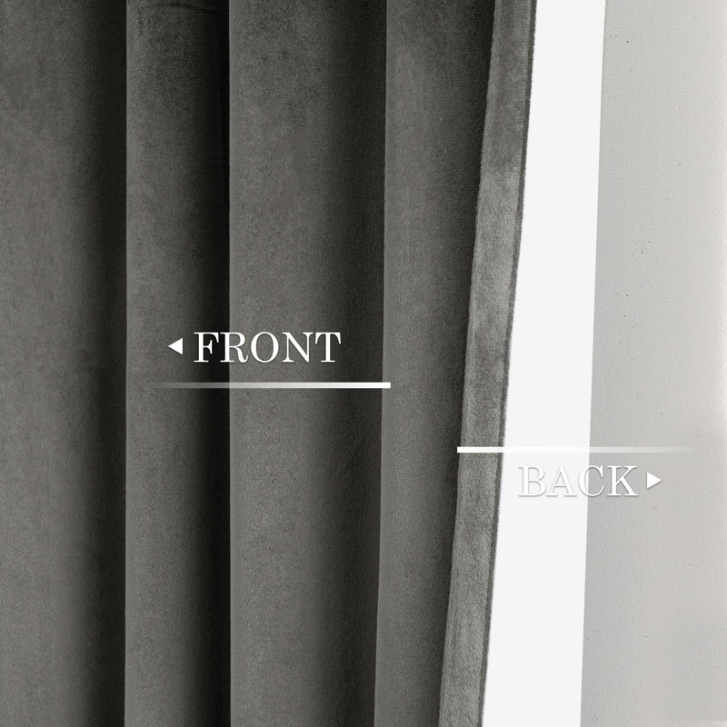 Alicea Velvet 100% Blackout Thermal Curtain Panel , 52" W x 84" L, Gray