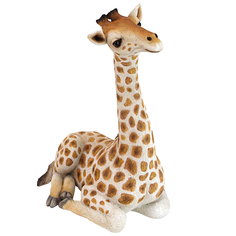 Medium Hand-Painted Resin Resting Giraffe Statue