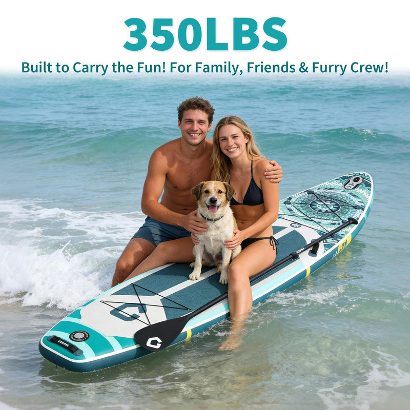 Planche de SUP gonflable de 11 pi de large - ensemble complet de planche à voile avec pompe, raquette de qualité supérieure et sac à dos pour tous les niveaux de compétences