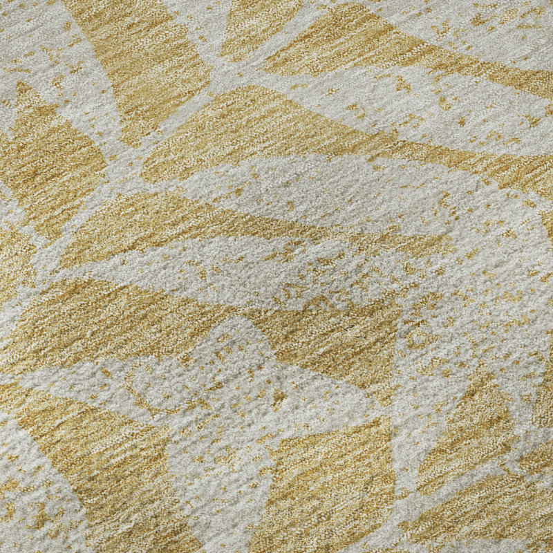 Premium Machine Washable Prisco Gold Rug, Rectangle 3' x 5'
