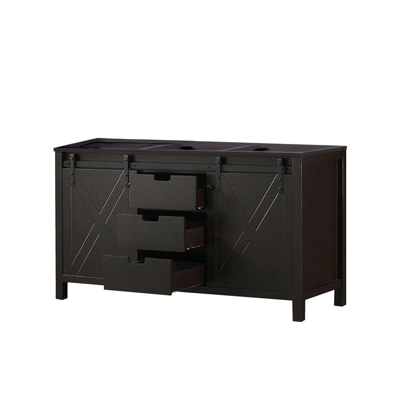 Meuble-lavabo double brun 60 po X P 22 po D, Brun