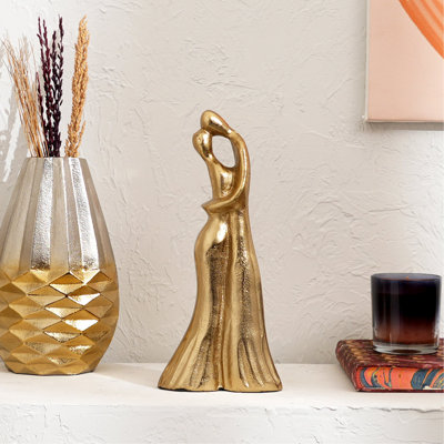 Elegant Dancing Angel Sculpture  12" Gold Polished Aluminum Decorative Figurine