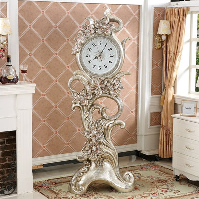 European-style carved orchid silent villa floor clock