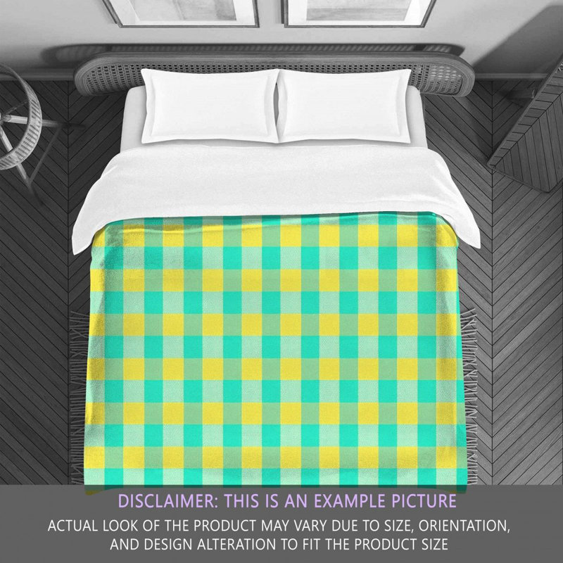 Édredon motif vichy turquoise, Édredon grand