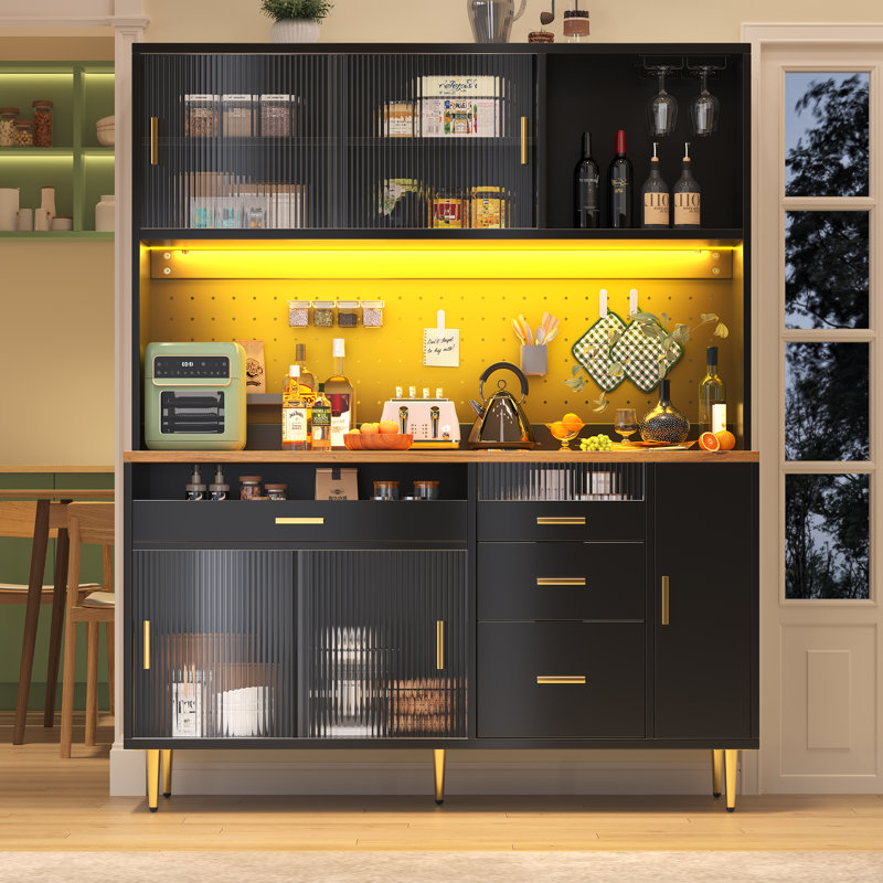 171cm Kitchen Pantry, Black
