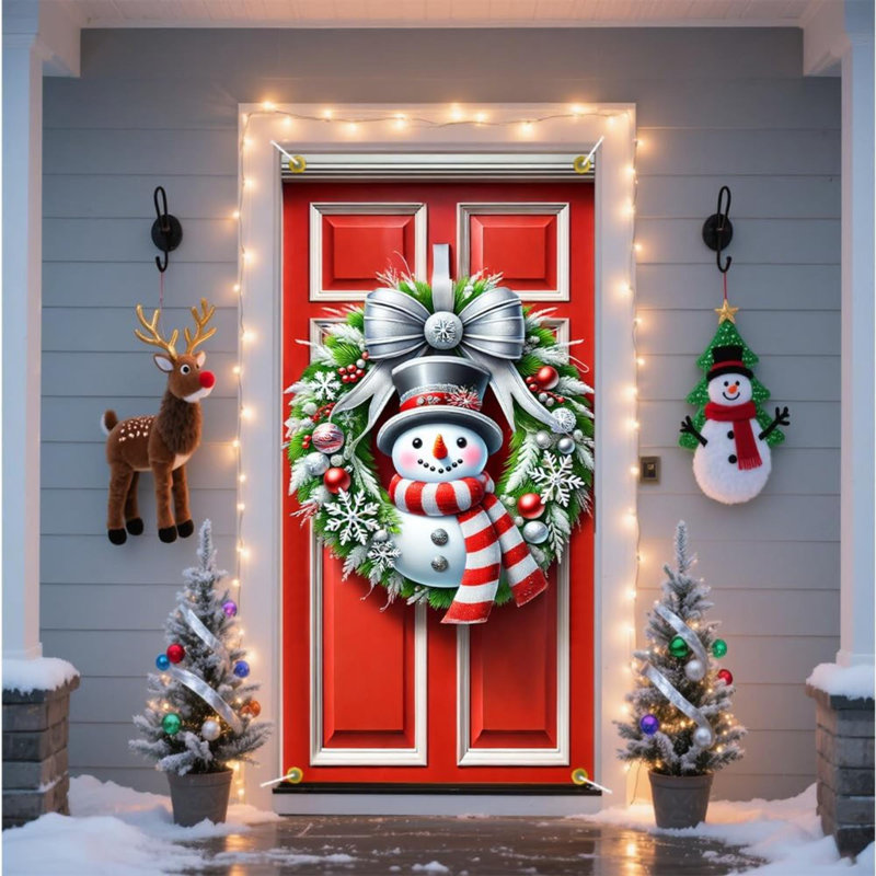 Bannière de Noël bonhomme de neige avec porte écharpe