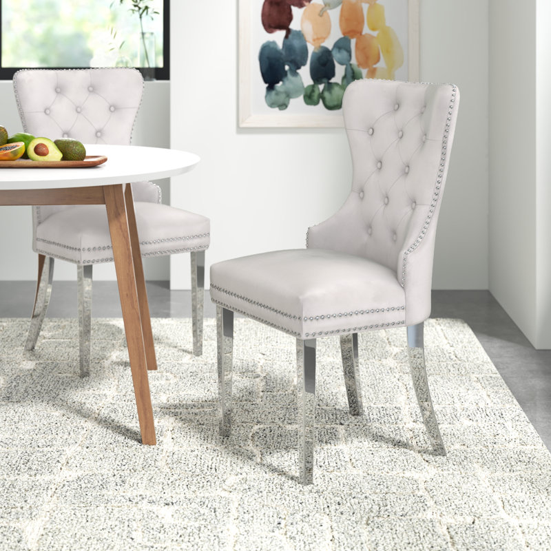 Chaise d'appoint rembourrée en velours Sydnie, Crème, crème