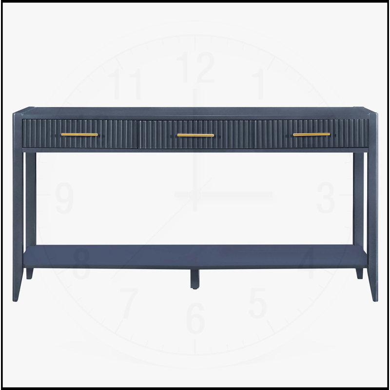 High-Quality Console Table with Vertical Stripe Drawers for Various Rooms, Navy Blue