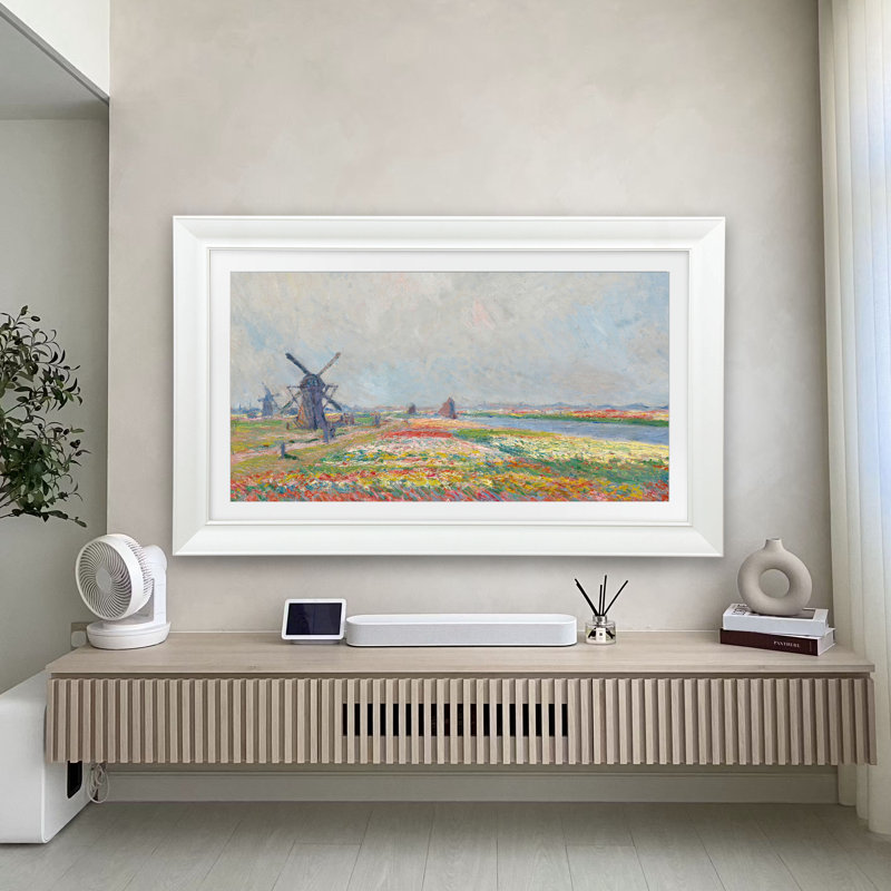 Modern TV Frame Art for Samsung Frame TV, Modern White, 32"
