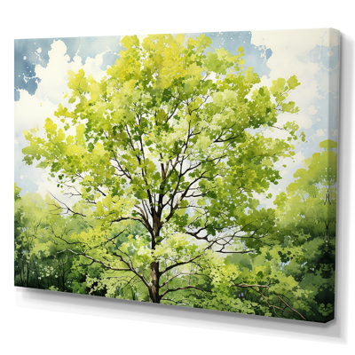 «Green Spring Blooms Tree I», art mural arbre